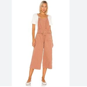 TROVATA BIRDS OF PARADISE KASMIR CORDUROY OVERALLS BLUSH NUDE TAN SZ MEDIUM